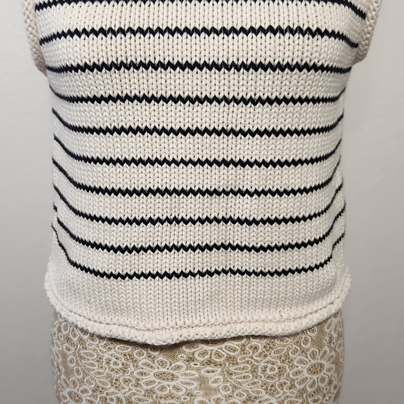 Zara Top Women Black Striped Knit Sleeveless Rolled Hem Cropped Size M Casual - Picture 4 of 14